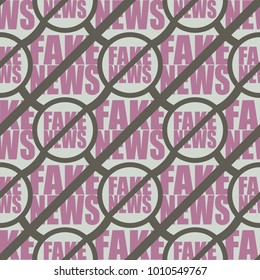 Conceptual seamless pattern with logo fake news. Global problems of humanity.