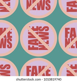 Conceptual seamless pattern with logo fake news. Global problems of humanity.