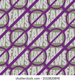 Conceptual seamless pattern with logo fake news. Global problems of humanity.