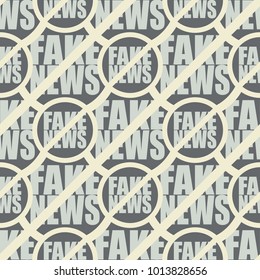 Conceptual seamless pattern with logo fake news. Global problems of humanity.