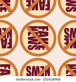 Conceptual seamless pattern with logo fake news. Global problems of humanity.