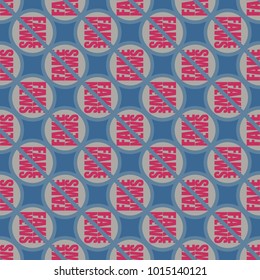 Conceptual seamless pattern with logo fake news. Global problems of humanity.