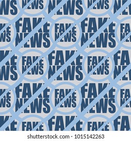 Conceptual seamless pattern with logo fake news. Global problems of humanity.