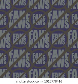 Conceptual seamless pattern with logo fake news. Global problems of humanity.