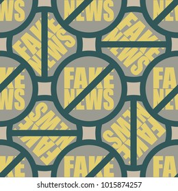 Conceptual seamless pattern with logo fake news. Global problems of humanity.