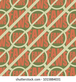 Conceptual seamless pattern with logo fake news. Global problems of humanity.