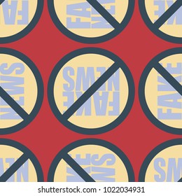 Conceptual seamless pattern with logo fake news. Global problems of humanity.