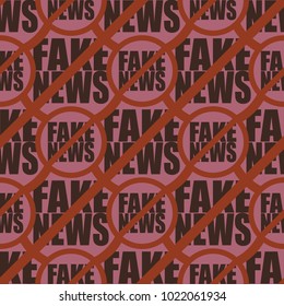 Conceptual seamless pattern with logo fake news. Global problems of humanity.