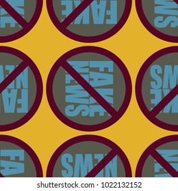 Conceptual seamless pattern with logo fake news. Global problems of humanity.