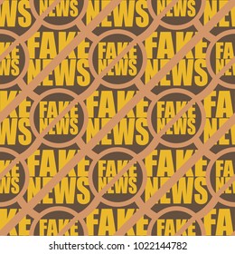 Conceptual seamless pattern with logo fake news. Global problems of humanity.