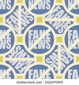 Conceptual seamless pattern with logo fake news. Global problems of humanity.