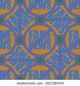 Conceptual seamless pattern with logo fake news. Global problems of humanity.