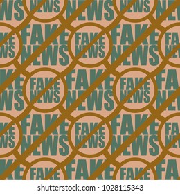 Conceptual seamless pattern with logo fake news. Global problems of humanity.
