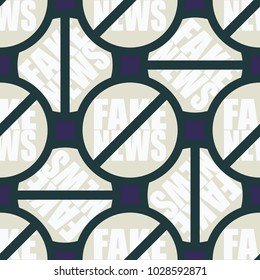 Conceptual seamless pattern with logo fake news. Global problems of humanity.