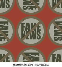 Conceptual seamless pattern with logo fake news. Global problems of humanity.