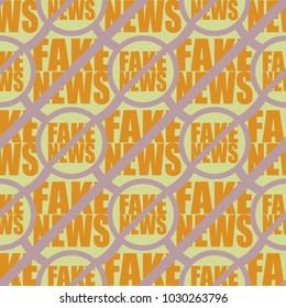 Conceptual seamless pattern with logo fake news. Global problems of humanity.