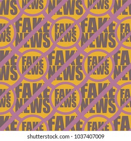 Conceptual seamless pattern with logo fake news. Global problems of humanity.