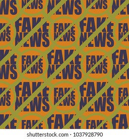 Conceptual seamless pattern with logo fake news. Global problems of humanity.