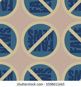 Conceptual seamless pattern with logo fake news. Global problems of humanity.