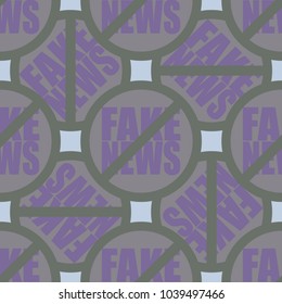Conceptual seamless pattern with logo fake news. Global problems of humanity.