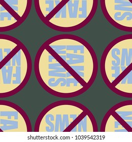 Conceptual seamless pattern with logo fake news. Global problems of humanity.