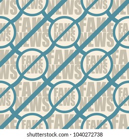 Conceptual seamless pattern with logo fake news. Global problems of humanity.