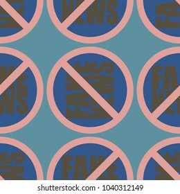 Conceptual seamless pattern with logo fake news. Global problems of humanity.