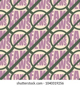 Conceptual seamless pattern with logo fake news. Global problems of humanity.