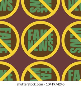 Conceptual seamless pattern with logo fake news. Global problems of humanity.