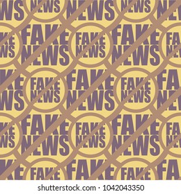 Conceptual seamless pattern with logo fake news. Global problems of humanity.