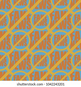 Conceptual seamless pattern with logo fake news. Global problems of humanity.