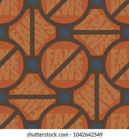 Conceptual seamless pattern with logo fake news. Global problems of humanity.