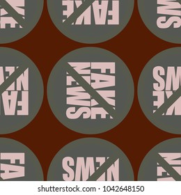 Conceptual seamless pattern with logo fake news. Global problems of humanity.