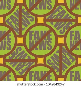 Conceptual seamless pattern with logo fake news. Global problems of humanity.