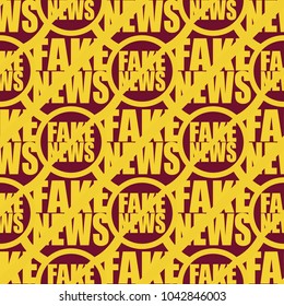 Conceptual seamless pattern with logo fake news. Global problems of humanity.