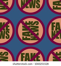 Conceptual seamless pattern with logo fake news. Global problems of humanity.