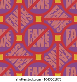Conceptual seamless pattern with logo fake news. Global problems of humanity.