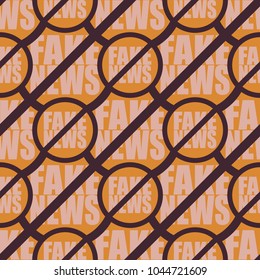 Conceptual seamless pattern with logo fake news. Global problems of humanity.