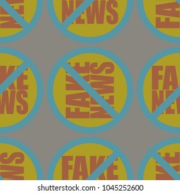 Conceptual seamless pattern with logo fake news. Global problems of humanity.
