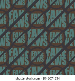 Conceptual seamless pattern with logo fake news. Global problems of humanity.
