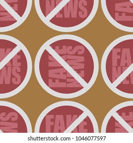 Conceptual seamless pattern with logo fake news. Global problems of humanity.