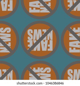 Conceptual seamless pattern with logo fake news. Global problems of humanity.