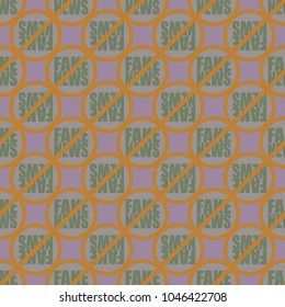 Conceptual seamless pattern with logo fake news. Global problems of humanity.