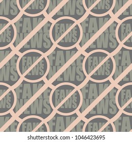 Conceptual seamless pattern with logo fake news. Global problems of humanity.