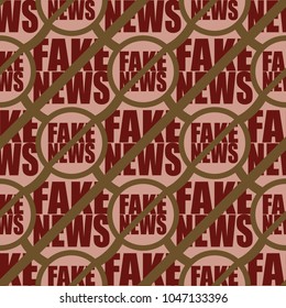 Conceptual seamless pattern with logo fake news. Global problems of humanity.