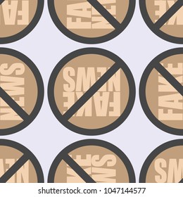 Conceptual seamless pattern with logo fake news. Global problems of humanity.