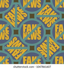 Conceptual seamless pattern with logo fake news. Global problems of humanity.