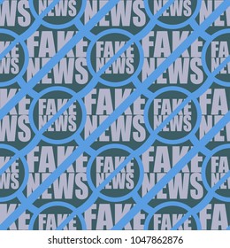 Conceptual seamless pattern with logo fake news. Global problems of humanity.