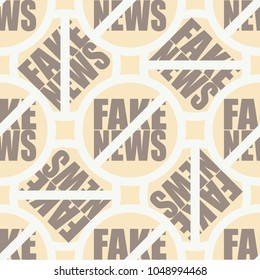 Conceptual seamless pattern with logo fake news. Global problems of humanity.