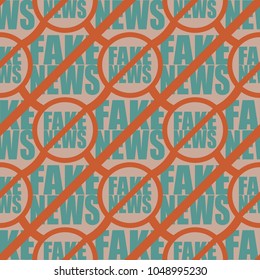 Conceptual seamless pattern with logo fake news. Global problems of humanity.